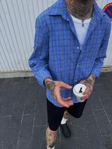 Herren Farbblock Karomuster Langarm Hemd, modisch und vielseitig für Frühling/Herbst Lässig Tragen, geeignet für Straße, Alltag und Zuhause