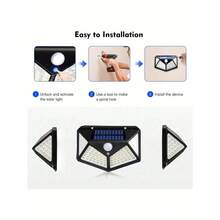 2pcs, Solar Outdoor Light, 100led, Automatic On/Off, Four Sided Lighting, Motion Sensor, Easy To Install, Suitable For Garages, Commercial Streets, Courtyards, Solar Charging, Led Lighting - Negro - Ver 3