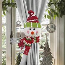 Christmas Curtain Tiebacks Cute Plush Santa Snowman Curtain Holdbacks For Living Room Decoration