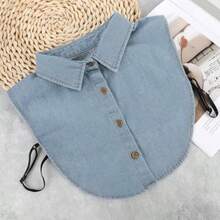 Denim Fake Collar For Women Faux Shirt Collar Women's Denim Shirt Detachable Dickey Collar For Women Under Blouse - như hình ảnh - Xem 3