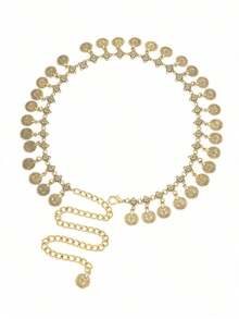 1pc Women's Metallic Multi-Layer Decorative Waist Chain, Versatile For Shirts, Dresses, Belly Dance Performances, Available In Multiple Colors - Vàng - Xem 4