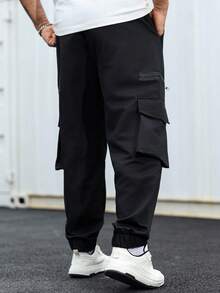 Plus Size Men's Casual Solid Color Cargo Pants
