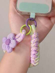 Cordón para teléfono con diseño floral, cuerda trenzada corta para muñeca, durable y adecuado para exteriores, viajes y senderismo en verano