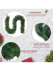 13pcs 5.5M Christmas Garland, Christmas Tinsel Garland With Red Bows For Indoor Outdoor And Home Decor, Christmas Metallic Twist Garland Xmas Tree Decorations For Holiday Wedding Party Supplies