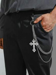 1pc Minimalist Pants Chain, Men's Wallet Chain, Silver Pants Chain, Aluminum Pocket Key Chain With Lobster Clasps At Both Ends, Unisex Accessory - Multicolor - View 11