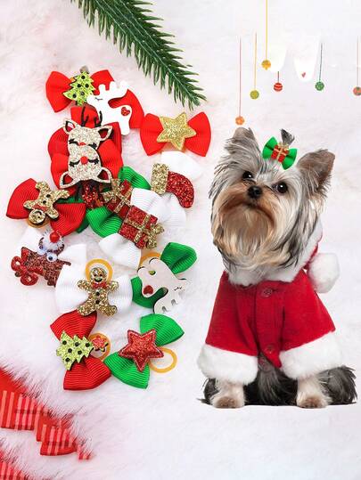 10 peças Mini Tiaras de Natal para Animais de Estimação, Acessórios de Decoração para Filhotes de Edição Limitada de Natal, Adequado para Pomeranos, Marzis, Schnauzers, Gatos Burmeses e Gatos Ragdoll, Etc., O Melhor Presente de Natal para Animais de Estimação Amados, Com Estilos Aleatórios