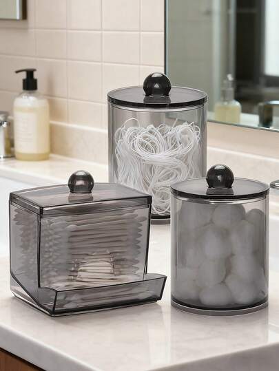 Qtips Dispenser Bathroom Container, 10/12 Oz Ball Holder, Medicine Bottle Organizer For Swabs, Floss Picks