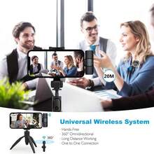 Nuevo micrófono inalámbrico de solapa rosa con adaptador de paravientos, portátil para grabación de audio y video compatible con iPhone, teléfonos Android, PC, cámaras, transmisión en vivo, juegos - Negro - Ver 6