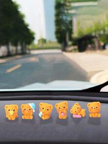 6 piezas Lindas figuritas miniatura de osos durmiendo, decoración del hogar creativa, adornos de escritorio, decoraciones interiores de automóviles, manualidades de resina DIY