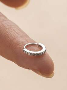 1 件女士方晶锆石假鼻环不锈钢圆形软骨耳屏耳鼻环假鼻环身体首饰 - 圓形 - 查看 2