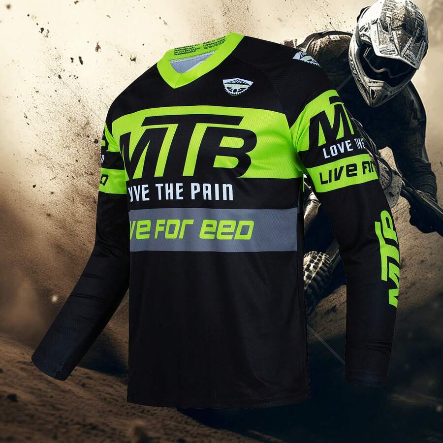 TELEYI 2026新款速降山地車MTB越野DH摩托車越野賽車運動上衣運動服飾 - 綠色 - 查看 1