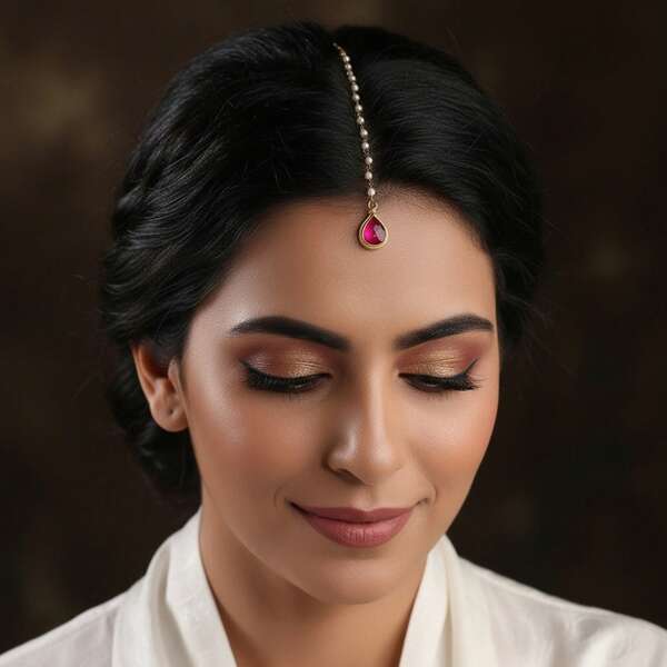 1pc Faux Pearl Teardrop Design Bridal Forehead Chain For Stage/Evening Gown, Wedding Items, Hair Accessories, Headpiece