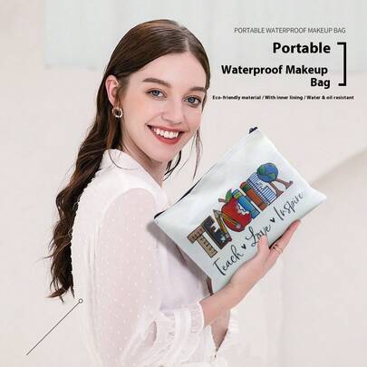 1pc Cross-Border Hot-Selling Waterproof Makeup Bag, Large Capacity Portable Toiletry Bag, Multi-Functional Stationery Organizer Bag, Waterproof Handheld Multi-Purpose Storage Pouch