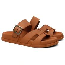 Flat H Flip Flop Women's Sandal With Buckle Easy Fit Summer 2025 Tractor Peep Toe - Lạc đà - Xem 3
