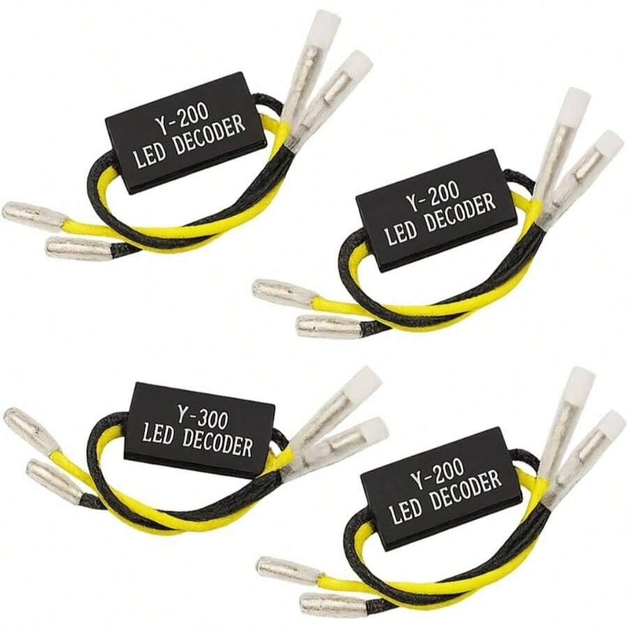 Motorcycle Resistor, 4PCS 12V Anti - Corrsion Aluminum Motorbike Turn Signal Load Indicator Flasher, 10W 10 Adapter Flash Fix Error, Universal Motorbike Scooter Offroad - Black/Yellow - View 1