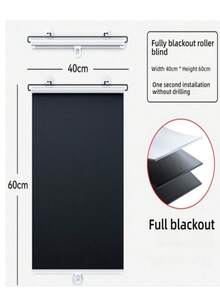 No-Drilling Blackout Blind Shade With 3 Suction Cups Black Retractable Roller Portable Window Cover Curtain For Home Office Car