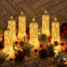 AMILL 3/6/9pcs LED Cylindrical Flameless Candle Lights, Battery-Powered Imitation Crystal Rose Shadow Night Lights, Suitable For Valentine's Day, Weddings, Banquets, Parties, Holloween Christmas And Holiday Decorations. - ánh sáng trắng ấm áp - Xem 13