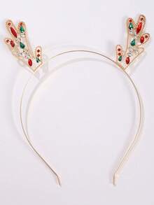 1pc Children's Deer Antler Headband Christmas Hair Accessory Headband Metal Diamond Studded Headband Holiday Party Fine Headband, Suitable For 14-16 Year Old Children To Use With Christmas