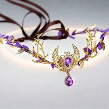 1 Set Woodland Elf Style Hair Accessories, Includes Vine Headband And Elf Ear Decor, Suitable For Cosplay, Theme Parties, Wedding Styling, Nature-Inspired Photoshoots, Eid - Multicolor - View 3