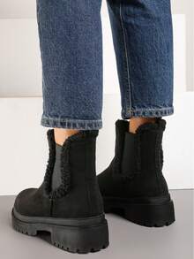 Fashionable Versatile Casual Minimalist Ankle Boots, Autumn/Winter - Black - View 2