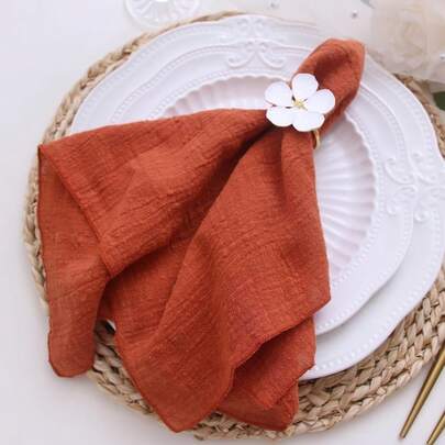 1/12pcs Set Solid Color Soft Washable Handmade Napkins 42x42cm/16.5x16.5inch, Suitable For Spring Wedding, Party, Hotel, Christmas, Thanksgiving, Birthday, Dining Table Decor, Daily Home Use