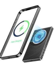 New For IPhone Magsafe Battery Pack, Ultra Slim Magnetic Power Bank Fast Charging, Wireless Portable Charger 10000mAh, 20W Powerbank Compatible With IPhone 16/15/14/13/12 Series, Metallic Black - 黑色 - 查看 1