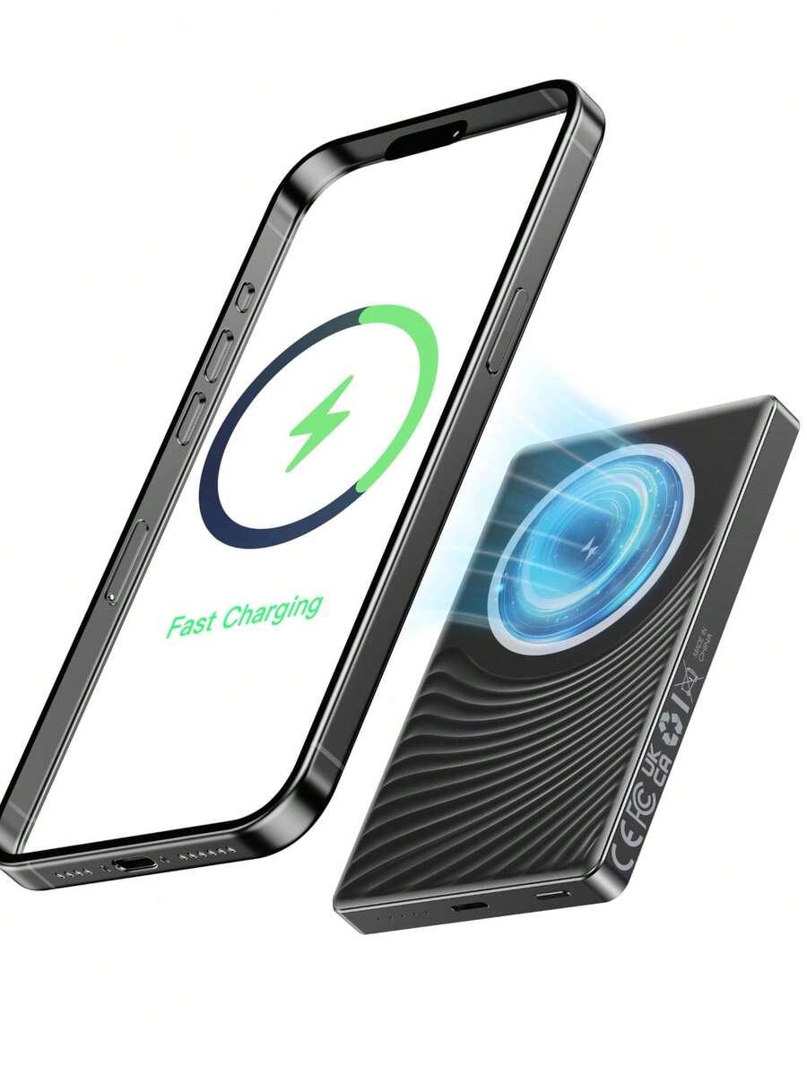 New For IPhone Magsafe Battery Pack, Ultra Slim Magnetic Power Bank Fast Charging, Wireless Portable Charger 10000mAh, 20W Powerbank Compatible With IPhone 16/15/14/13/12 Series, Metallic Black - 黑色 - 查看 1
