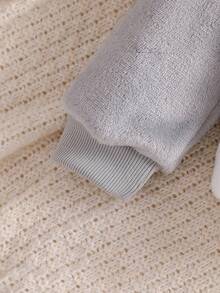 Conjunto de sudadera con capucha de manga raglán y pantalones esponjosos grises con bordado de elefante de tela suave y cálida para bebés niños, adecuado para usar en casa y al aire libre, otoño/invierno