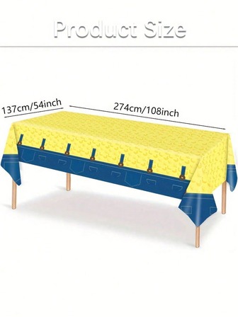  1pc Minions Yellow Minions Themed Disposable Plastic Rectangular Tablecloth 108"X54", Suitable For Birthday Party, Halloween, Carnival, Christmas Celebration Table Decor