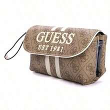 Guess Vintage Versatile Commuting Fashion Synthetic Leather Handheld Crossbody Clutch Bag, Medium Size, Women's Style, Black/Latte/GSPB8962064LAT/GSPB8962064LAT