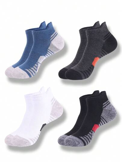 4 Pairs Unisex Breathable Arch Support Low-Cut Compression Socks, Suitable For Running And Daily Wear