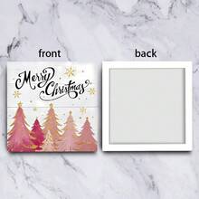 Seria roz de Crăciun, ornament artizanal din lemn de 4,92x4,92 inci, element Moș Crăciun, potrivit pentru decorarea casei, dormitor, sufragerie, masă, cadouri de Crăciun pentru petreceri, cadouri de sărbători