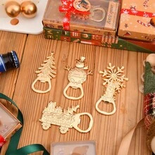 1pc Christmas Bottle Openers Set - 4 Festive Designs (Snowman, Tree, Snowflake, Santa's Sleigh) - Durable Metal Holiday Decor & Party Supplies For Home, Kitchen, Bar - No Batteries Needed, Home Bar Essentials, Seasonal Accessories, Sturdy Construction, Highquality Opener, Kitchen Gadgets, Bar Tools, Home Entertainers, Christmas Decor