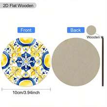 8pcs/Set Mediterranean Lemon Print Wooden Coasters, Kitchen Cup Mats, Tea & Coffee Drink Coasters, Suitable For Home, Restaurant, Cafe, Housewarming, Gift For Parents & Friends, Kitchen Decor, Tabletop Decor, Christmas Decor & Gift, Available In 1 Set, 2 Sets Or 23 Sets - Multicolor - View 5