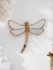 1pc Resin Gold Mirror Dragonfly Wall Decor, Insect Lover's Collection, Creative Insect Museum Hanging Decor For Home Party - Gold - View 4