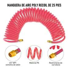 Kit De Compresor De Aire De 20 Piezas Con Manguera - Rojo - Ver 3