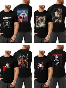 Men's Personalized Funny T-Shirt - Front & Back Custom Graphic Print, Short Sleeve Lightweight Top, Easy Care, Perfect For Work Uniforms, Dance Ensembles, Matching Couples & Best Friends