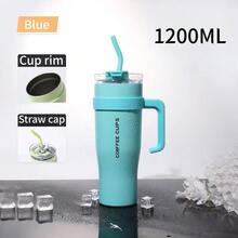 1 copo de 40 oz com alça e canudo, para bebidas quentes e frias, caneca de viagem térmica, copo de café gelado, garrafa de água térmica de aço inoxidável reutilizável, porta-copos para carro, para atividades ao ar livre, camping, presentes de Natal