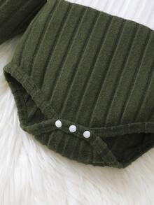 2 Stück Baby Langarm Fleece Outfit mit süßem Bären Design, super weich, dehnbar, minimalistisch & bequem, Baby Jungen Set