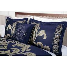 Royale 7-Piece Jacquard Floral Comforter Set - Navy/Gold - View 4