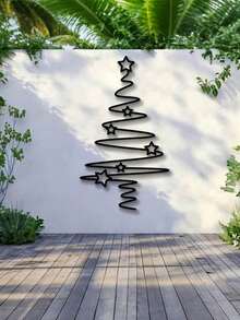 1 Stück Schwarze Metall Weihnachtsbaum Wandkunst - Perfekt für Innen- und Außendekoration, ideal für Feiertage wie Weihnachten, Halloween, Ostern, Erntedankfest