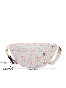 时尚提花拉链腰包/斜挎包，编织沙滩腰包 - 白色 - 查看 2