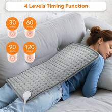 Hailicare 9-Level Temperature Adjustable Electric Heating Pad, 4 Timer Settings, 11.8x23.6 Inch Soft Heating Mat For Back, Abdomen, Shoulder, Knee And Leg Pain Relief, Machine Washable With Auto Shut Off