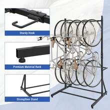 Techigher Bike Storage Rack,Freestanding Bike Rack For 5 Bicycles,Vertical Bike Rack With 300 Lbs Capacity,Indoor Garage Floor Stand,Adjustable Height Bicycle Organizer - Black - View 5