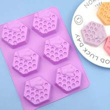 1-Piece 6-Cavity Honeycomb Bee Silicone Mold For Essential Oil Soap – With Heat-Resistant & Easy Release Properties, DIY Handmade Soap Making - Purple - View 8