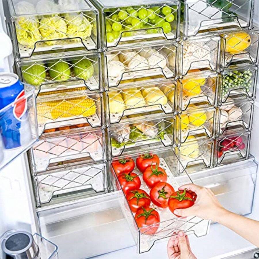 Pantry Organization And Storage Refrigerator Organizer Bins Fridge PullOut Drawer Containers Stackable Storage Bins For Kitchen Cabinet Closet Bathroom 2 PACK 12.6L X 8W X 4.4H - Trong suốt - Xem 1