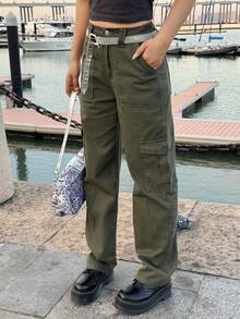 Women's Elastic Waist Casual Cargo Jeans Suitable For Travel