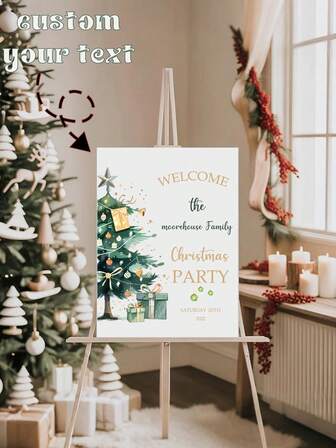 1pc Customized Christmas Welcome Sign, Personalized Christmas Party Greeting Board, Customizable Text, PVC Board Or Poster Options, Beautiful Christmas Party Decor, Autumn Decor, Home Decor, Outdoor Party Decor, Unique Gift For Friends, Family, Loved Ones, Suitable For Holidays, Christmas Parties, Anniversaries