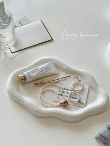 1pc Minimalist Asymmetric Dopamine Heart & Flower Cloud Jewelry Tray, Suitable For Earrings, Necklaces, Floral Jewelry Box, Decorative Display & Photography Props, Jewelry Organizer For Women & Girls - Multicolor - View 1