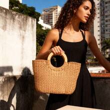 Summer Fashion 2025 Handmade Braided Summer Bag Natural Fiber Hands Are Warm, Comfortable And Sturdy Summer Travel Waterproof Leakage Protection Durable And Wear-Resistant Centenary - Màu Khaki - Xem 6
